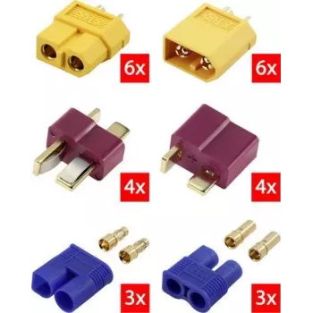 Reely RE-6699867 XT60 į T-Plug ir EC3 auksu padengtas Y-splitter adapterio kabelis