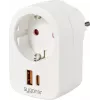 Sygonix SY-6713236 elektros lizdo adapteris su 2 USB prievadais, Type F, 3680 W, baltas