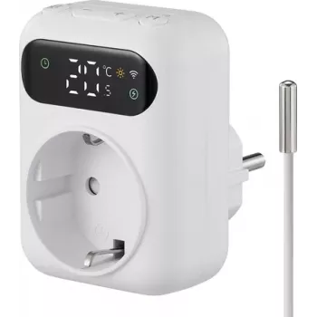 Sygonix SY-6824096 kištukinis termostatas su savaitine programa, 16 A, 3680 W, LCD, apsauga nuo užšalimo, vaikų užraktas, baltas