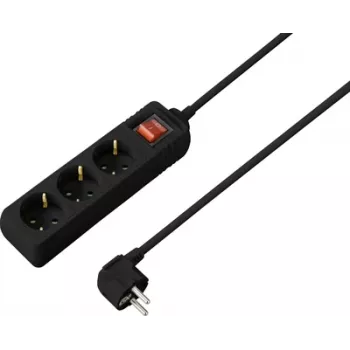 Sygonix SY-4890988 ilgintuvas su jungikliu, juodas, Schuko, 1 vnt.
