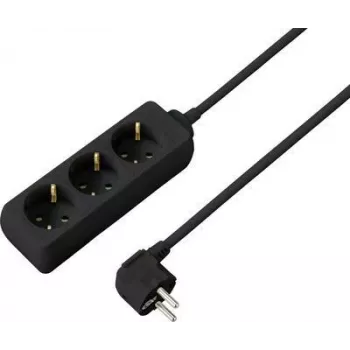 SYGONIX SY-4892462 elektros ilgintuvas be jungiklio, 6 Schuko lizdai, 1,5 m kabelis, juodas