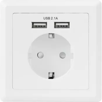 Sygonix SY-5045294 Įleidžiamas kištukinis lizdas su padidinta apsauga nuo prisilietimo ir USB įkrovimo išėjimu IP20
