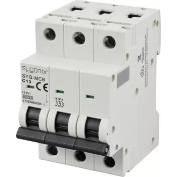 Sygonix SY-6441082 3 polių automatinis mini grandinės pertraukiklis, C charakteristika, 13 A, 415 V AC, 6 kA