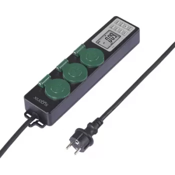 Sygonix SY-6786454 sodo rozetė su mechaniniu laikmačiu, 3 lizdų, IP44, 3680 W, juoda/žalia