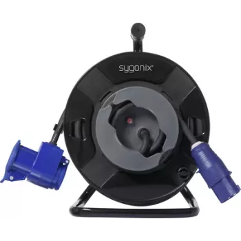 Sygonix SY-6684366 kabelio ritė juoda CEE kemperio kištukas 25m H07RN-F 3G2.5