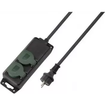 SYGONIX SY-5145338 elektros ilgintuvas su 6 Schuko lizdais, 1,5 m kabeliu, juodas/žalias