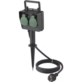 Sygonix SY-5231004 lauko elektros lizdas 2 vietų juodas/žalias IP44 16A 230V