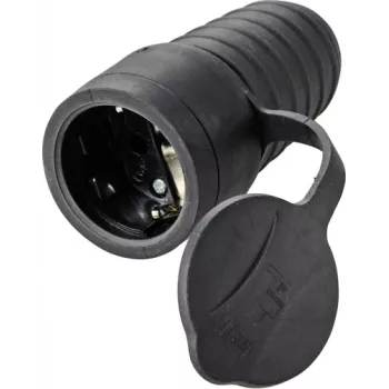 Sygonix SY-5806882 Schuko mova, guminis, 250 V/AC, juodas, IP44