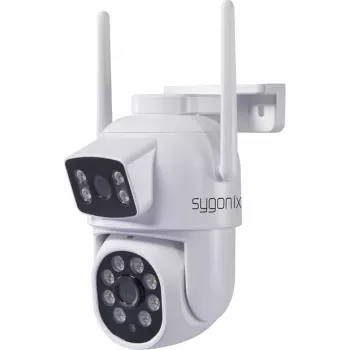 Sygonix SY-6271366 Full HD PTZ lauko Wi-Fi IP kamera, 355° pasukimas, 90° pakreipimas, IP65, dvipusis garsas, MicroSD iki 128GB, naktinis matymas