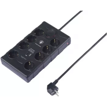 Sygonix SY-4751202 8 vietų apsaugos nuo viršįtampių ilginamasis laidas juodas 1,5 m