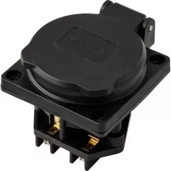 Sygonix SY-6746374 Schuko lizdas IP44 juodas