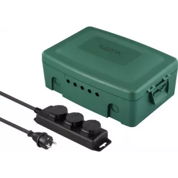 Sygonix SY-6797950 3 krypčių paskirstymo dėžė, žalia/juoda, su padidinta apsauga nuo prisilietimo