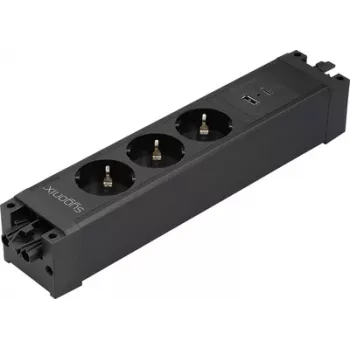 Sygonix SY-6872236 3 vietų įleidžiamas rozetės modulis be jungiklio, juodas