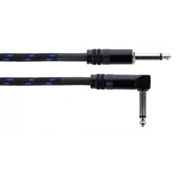 Cordial 14780 instrumentinis kabelis 3 m – 6,3 mm TS jack į 6,3 mm TS jack, juodas/mėlynas tekstilinis apvalkalas