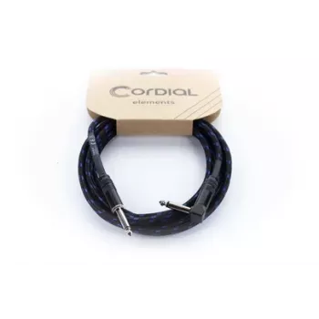 Cordial 14780 instrumentinis kabelis 3 m – 6,3 mm TS jack į 6,3 mm TS jack, juodas/mėlynas tekstilinis apvalkalas