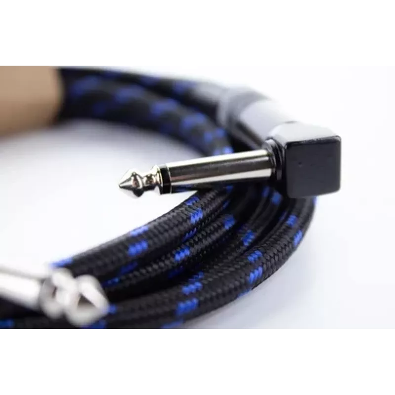 Cordial 14780 instrumentinis kabelis 3 m – 6,3 mm TS jack į 6,3 mm TS jack, juodas/mėlynas tekstilinis apvalkalas