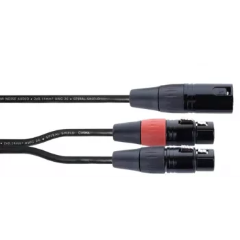 Cordial EY 0.3 MFF XLR Y-adapterio kabelis - 1x XLR male į 2x XLR female, 0,3 m, juodas 14881