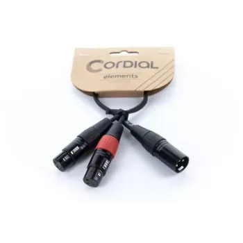 Cordial EY 0.3 MFF XLR Y-adapterio kabelis - 1x XLR male į 2x XLR female, 0,3 m, juodas 14881