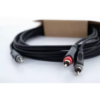 Cordial 14854 3,5 mm jack į 2x RCA audio Y-adapterio kabelis, 1 m, juodas