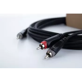 Cordial 14857 3,5 mm jack – 2 RCA audio Y-adapterio kabelis, 5 m, juodas