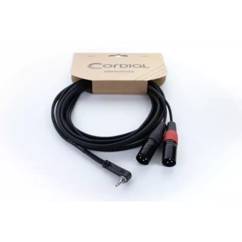 Cordial EY 1.5 WRMM XLR Y-adapterio kabelis 3,5mm TRS į 2x XLR male 1,5m juodas 14874