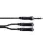 Cordial 14882 6,3 mm stereo jack Y-adapterio kabelis, 1x vyriškas į 2x moteriškus, 0,3 m, juodas PVC