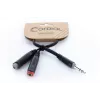Cordial 14890 Audio Y-Adapter Cable 6,3mm stereo jack plug to 2x 6,3mm mono jack socket 0,30m juodas PVC dvigubas kabelis