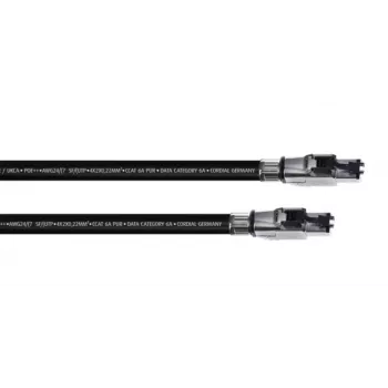 Cordial 15613 RJ45 tinklo kabelis, patch kabelis CAT 6a SF/UTP 10,00 m juodas PUR apvalkalas