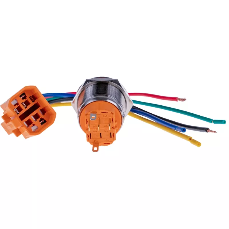 JOY-IT BUTTON22A-L-RD fiksuojamasis mygtukinis jungiklis, 250 V AC, 3 A, SPST-NO, raudonas, IP67, IK10