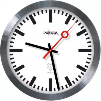 PEWETA Radio valdomas geležinkelio stoties sieninis laikrodis, 30 cm, aliuminis 51.020.325