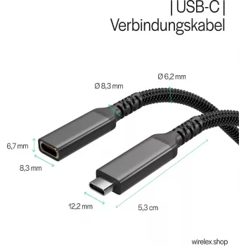 S CONN Flexline USB-C prailginimo kabelis, USB-C tėvas į USB-C motinėlę, USB 3.2 Gen 2, 100W PD, 4K@60Hz, tekstilinis pintas, 1,5m, juodas FL31-74006