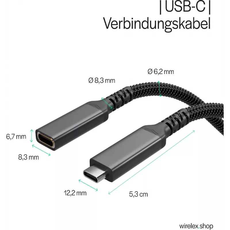 S CONN Flexline USB-C prailginimo kabelis, USB-C tėvas į USB-C motinėlę, USB 3.2 Gen 2, 100W PD, 4K@60Hz, tekstilinis pintas, 1,5m, juodas FL31-74006