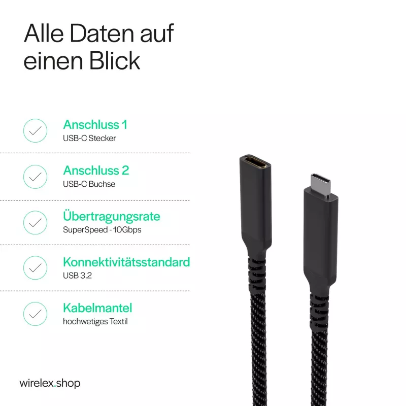 S CONN Flexline USB-C prailginimo kabelis, USB-C tėvas į USB-C motinėlę, USB 3.2 Gen 2, 100W PD, 4K@60Hz, tekstilinis pintas, 1,5m, juodas FL31-74006