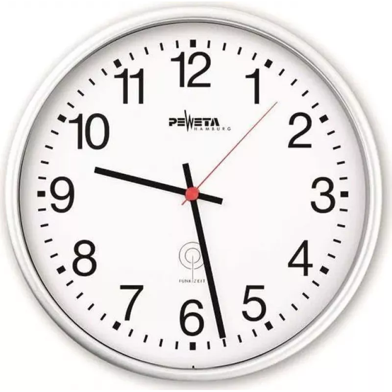 PEWETA Radiovaldomas sieninis laikrodis plastikinis baltas 30 cm (51.130.311)