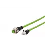 METZ CONNECT 142M4D25050 M12 pramoninis Ethernet tinklo kabelis, CAT 5e S/UTP, 5 m, žalias PUR apvalkalas, atsparus rūgštims/ozonui/UV, suderinamas su velkamąja grandine
