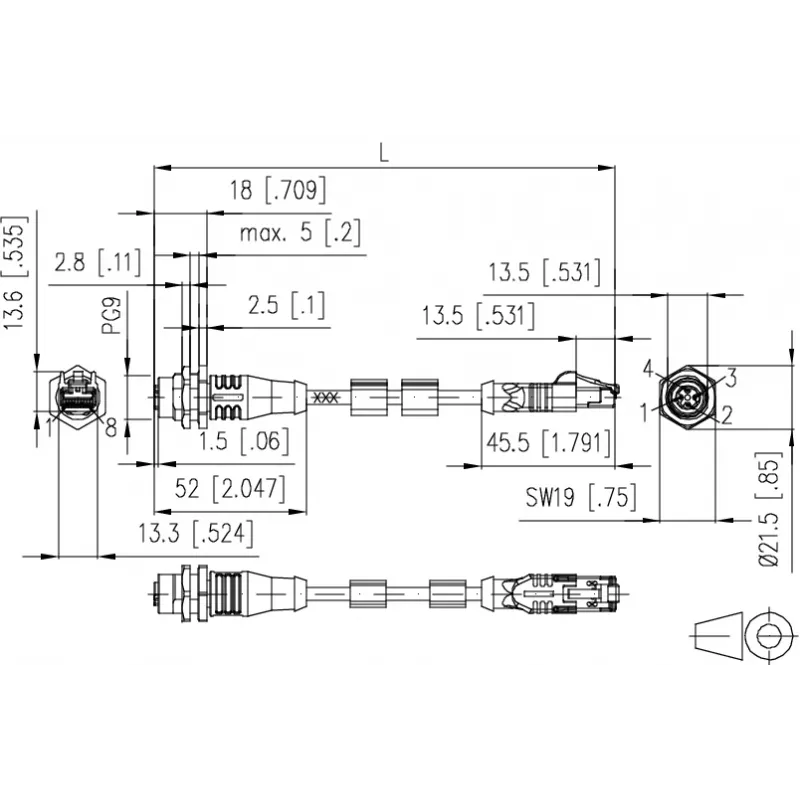 METZ CONNECT 142M4D25050 M12 pramoninis Ethernet tinklo kabelis, CAT 5e S/UTP, 5 m, žalias PUR apvalkalas, atsparus rūgštims/ozonui/UV, suderinamas su velkamąja grandine