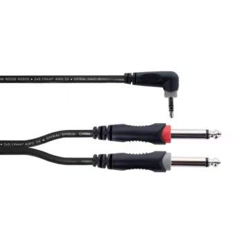Cordial 14869 Audio Y-Adapter Cable 3,5mm Stereo Jack į 2x 6,3mm Mono Jack 5m Juodas