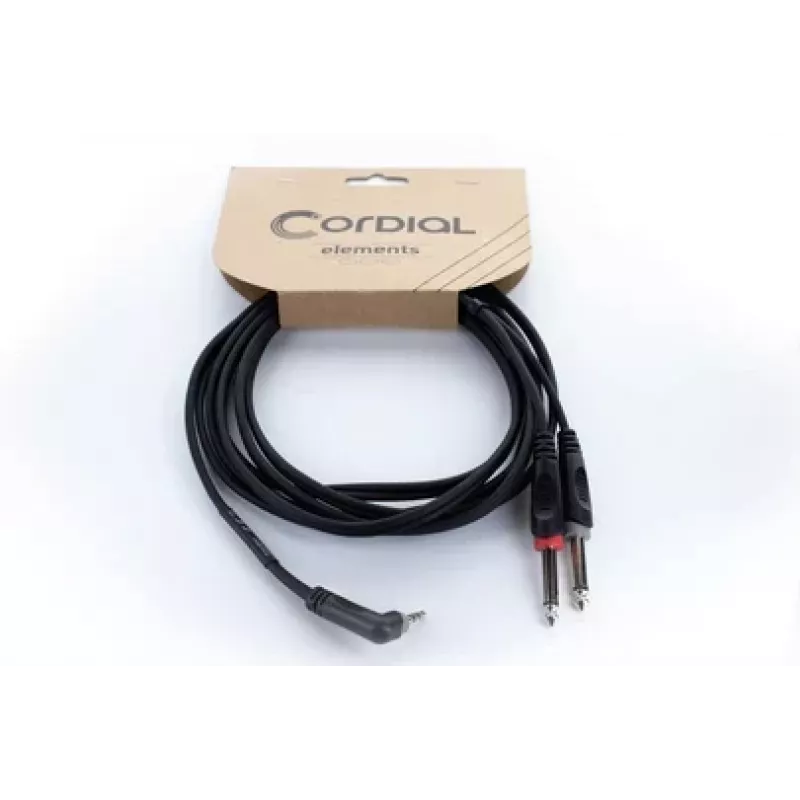 Cordial 14869 Audio Y-Adapter Cable 3,5mm Stereo Jack į 2x 6,3mm Mono Jack 5m Juodas