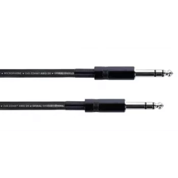 Cordial 14816 Stereo Jack Audio Cable 6,3mm TRS į 6,3mm TRS, 1,5m, juodas, Twisted Pair, PVC