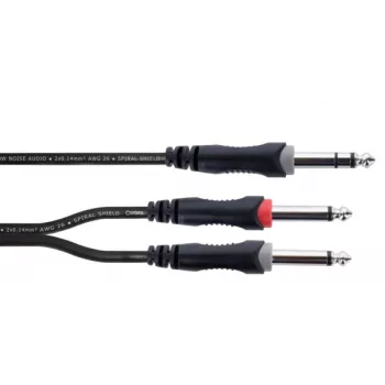 Cordial 14876 Audio Y-Adapter Cable 6,3mm Stereo Jack to 2x 6,3mm Mono Jack 1m Black