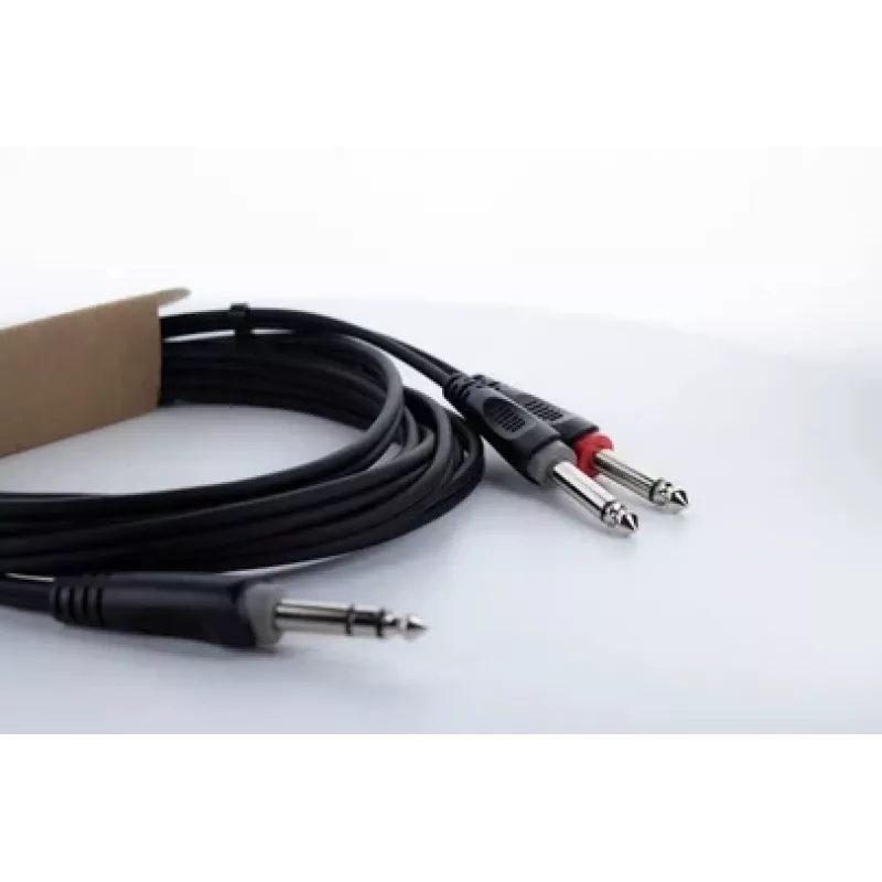 Cordial 14876 Audio Y-Adapter Cable 6,3mm Stereo Jack to 2x 6,3mm Mono Jack 1m Black