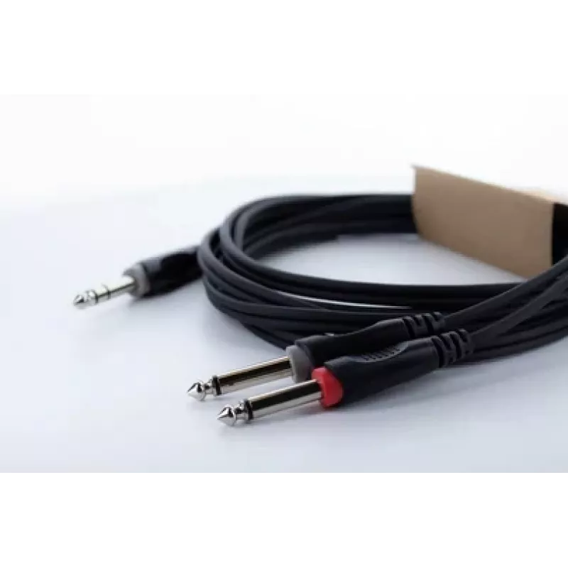 Cordial 14876 Audio Y-Adapter Cable 6,3mm Stereo Jack to 2x 6,3mm Mono Jack 1m Black