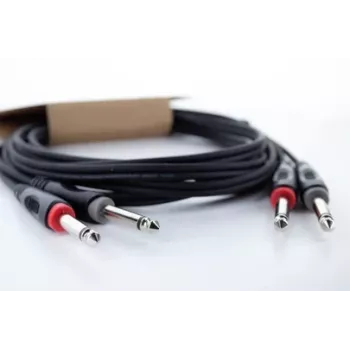 Cordial 14846 Twin Mono Jack Audio Cable 6m Black - Dual 6.3mm TS to Dual 6.3mm TS