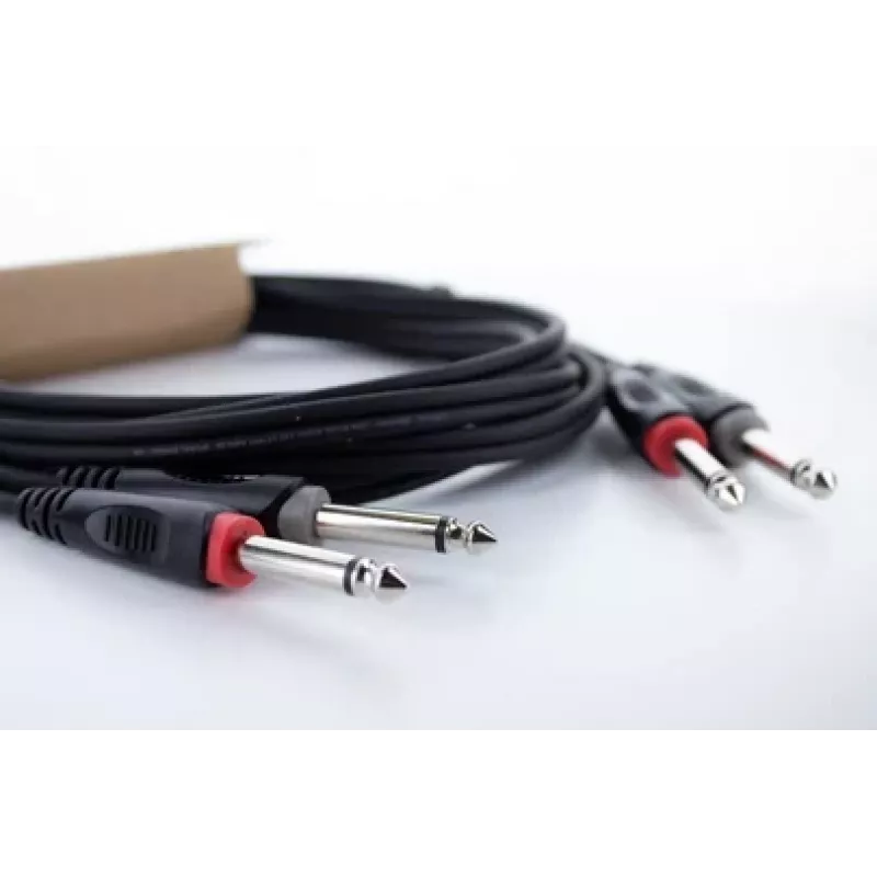 Cordial 14846 Twin Mono Jack Audio Cable 6m Black - Dual 6.3mm TS to Dual 6.3mm TS
