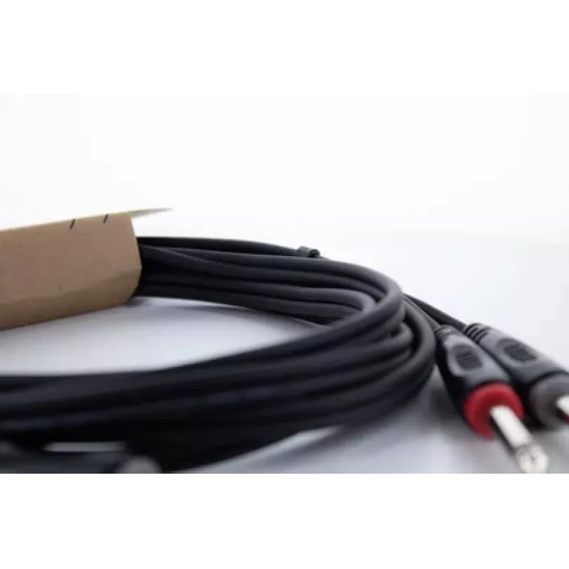 Cordial 14846 Twin Mono Jack Audio Cable 6m Black - Dual 6.3mm TS to Dual 6.3mm TS
