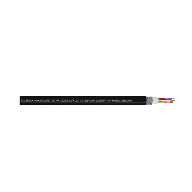 Cordial 15550 CAT 5e S/UTP tinklo kabelis, 5 m, juodas PUR apvalkalas, RJ45, Gigabit Ethernet, pramoninis ir lauko