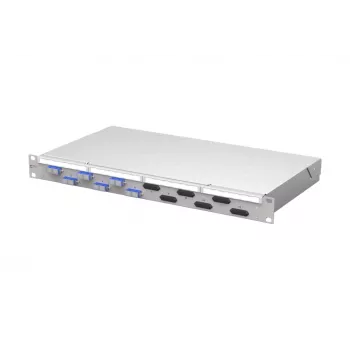 METZ CONNECT VIK 6xSC-D OS2 šviesolaidinis patch panelis, 1U stovo montavimui, 12 šviesolaidžių, vienmodis, šviesiai pilkas 150450E206-F