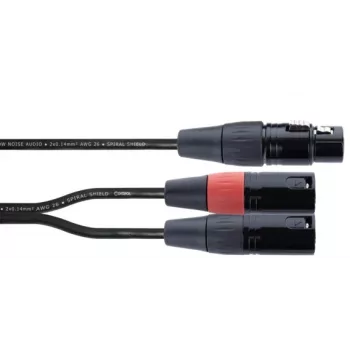 Cordial EY 0,3 m XLR Y-adapterio kabelis - 1x XLR lizdas į 2x XLR kištukus, juodas 14880