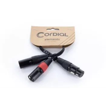 Cordial EY 0,3 m XLR Y-adapterio kabelis - 1x XLR lizdas į 2x XLR kištukus, juodas 14880