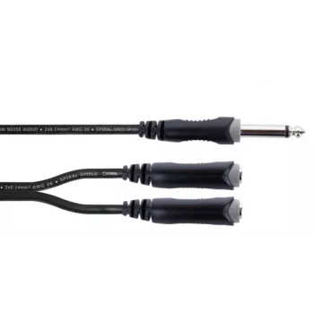 Cordial EY 0.3 PGG Y-adapterio kabelis 1x 6,3 mm mono jack kištukas į 2x 6,3 mm mono jack lizdus, 0,3 m, juodas, 14884